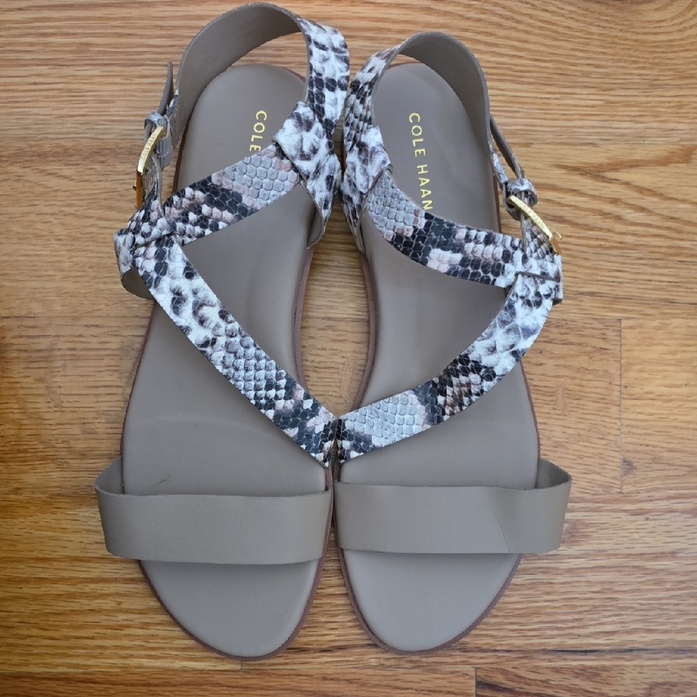 Cole Haan Women's Snakeskin Sandals - Gray and Tan